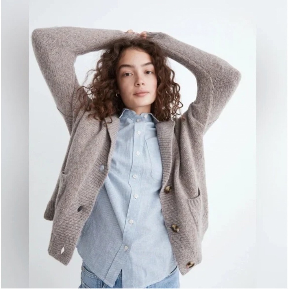 Madewell Dalny Notch-Collar Cardigan‎ Sweater Marled Pansy Small